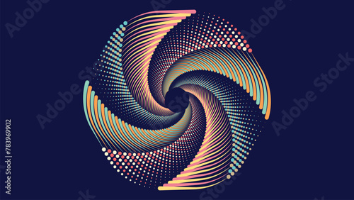 Abstract spiral spinning round vortex style data cycle urgency creative background.