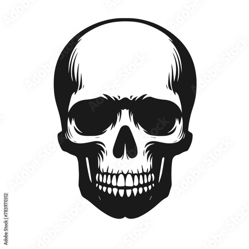 Realistic human skulls front and side views set isolated on white background vector illustration	