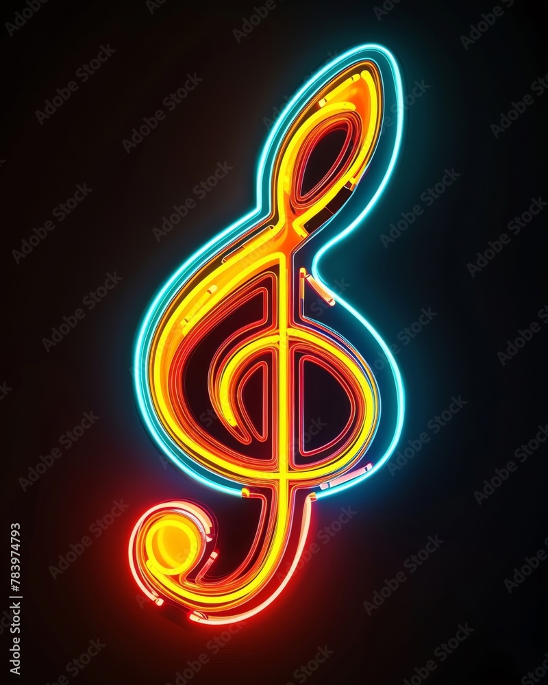 A glowing musical note with an illuminated treble clef symbolizing the joy of music, set against a black background for easy clipping and composition as mobile wallpaper The design incorporates vibran A glowing musical note with an illuminated treble clef symbolizing the joy of music, set against a black background for easy clipping and composition as mobile wallpaper The design incorporates vibran