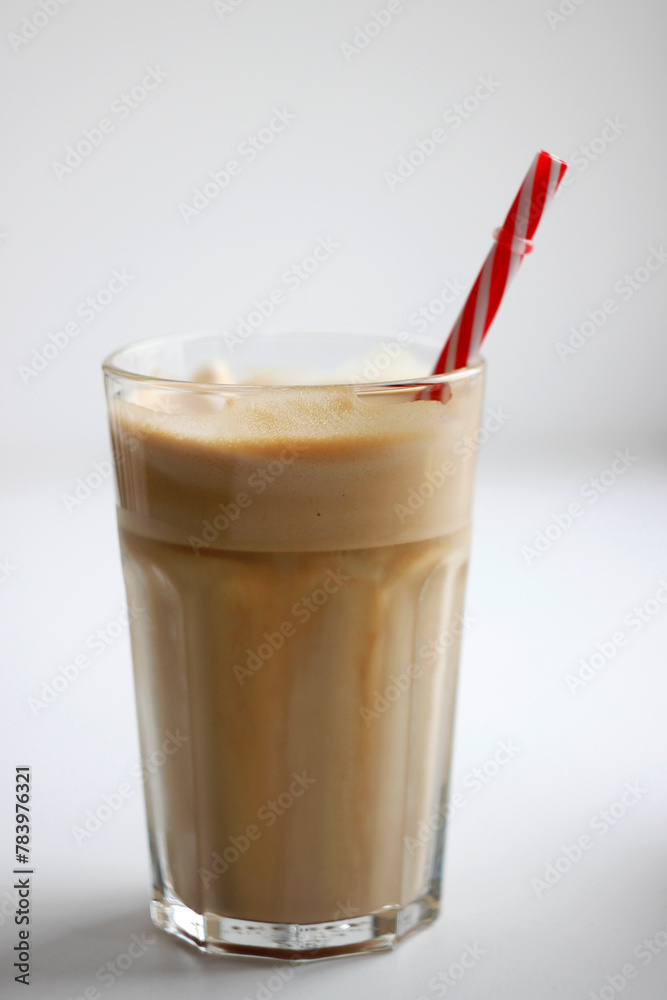 Ice summer coffee with caramel syrup