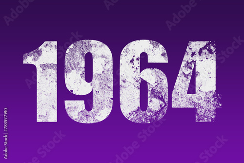 flat white grunge number of 1964 on purple background.