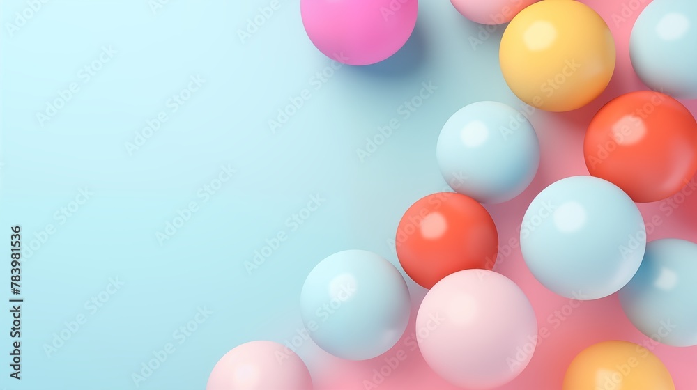 Abstract background with 3d spheres or balls. Soft pastel bubbles. Modern cover concept. Decoration element banner design.