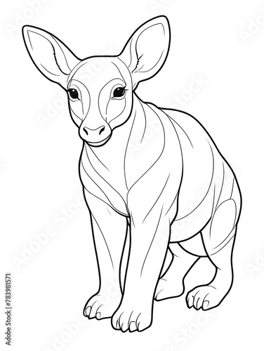 Easy one line animals coloring page, outline, white color, white background, ai generated  © Unique Artist