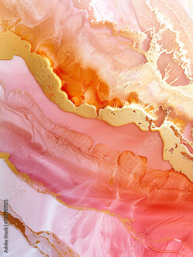 Acrylic painting, fluid art, epoxy resin, alcohol ink - all these components combine to create a picture in shades of pink.