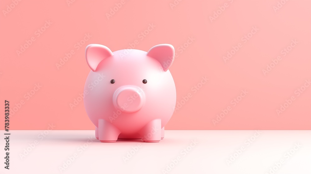 3d Pig piggy bank on pink background. Money creative business concept. Financial services. Safe finance investment.