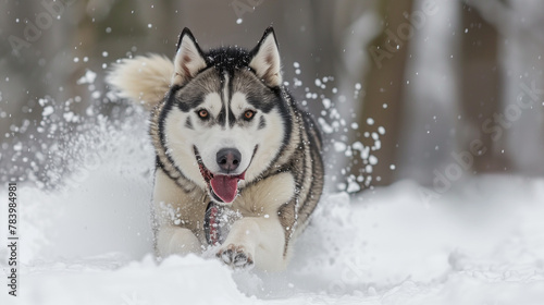 Siberian husky dog in snow