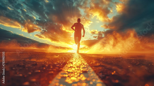 A man running on the road