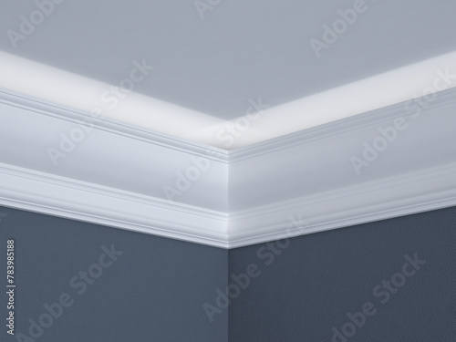 Ceiling cornice for LED lighting. 3D Render. photo