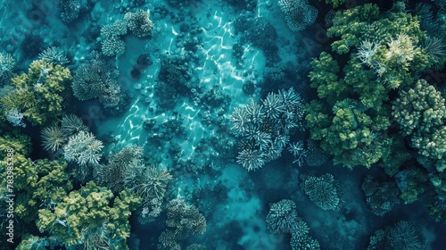 Colorful coral reef underwater, marine life ecosystem background © PROKOPYCH