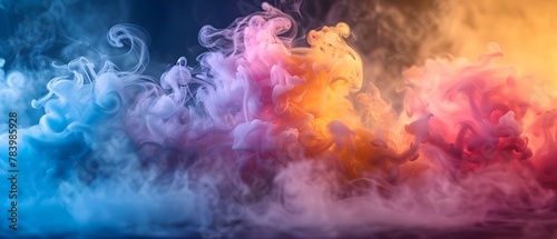Whimsical Smoke Dance: A Serenade of Color and Imagination. Concept Fantasy Photoshoot, Atmospheric Effects, Creative Lighting, Abstract Movements, Dreamy Imagery