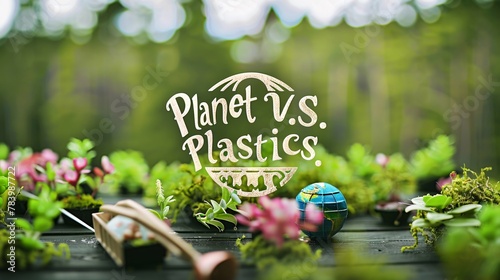 Planet vs plastics  theme banner. photo