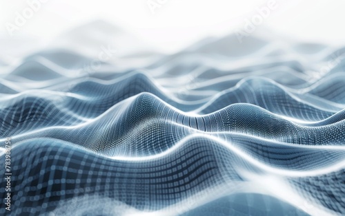 A computer generated image of a wave with a white background. The image has a futuristic and abstract feel to it