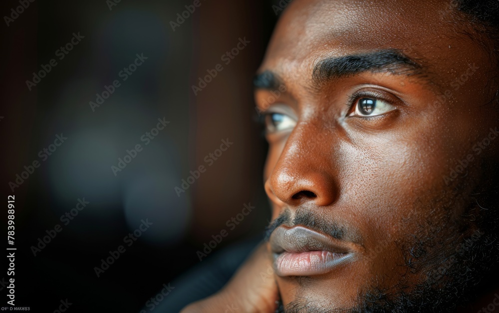 A man with a beard and dark eyes is looking at the camera. He is deep in thought A man with a beard and dark eyes is looking at the camera. He is deep in thought
