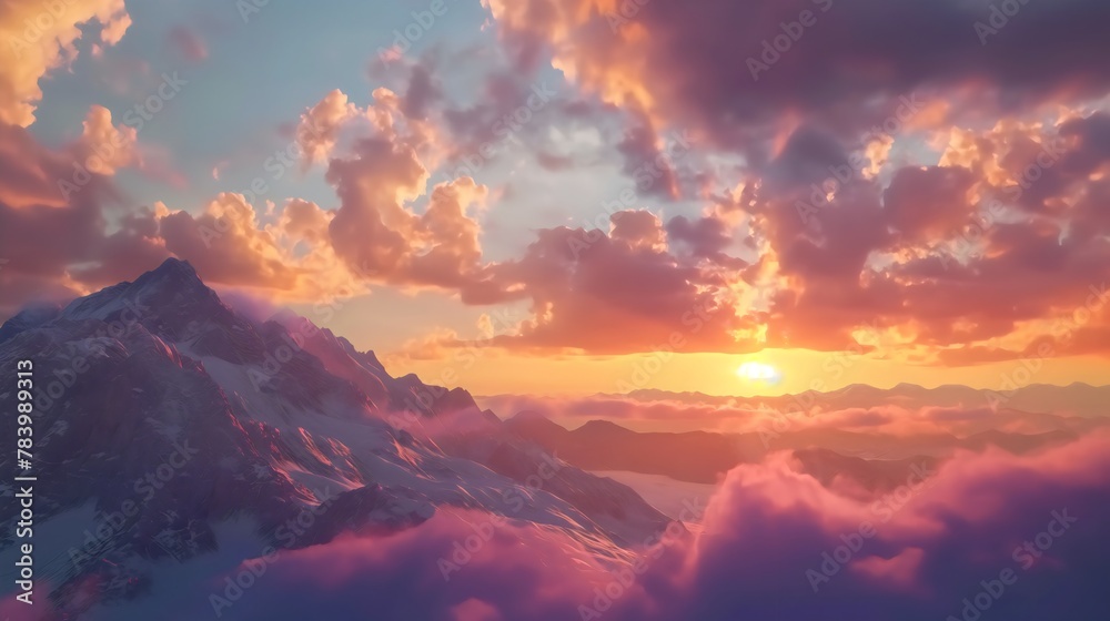 Fototapeta premium sunset over the mountains