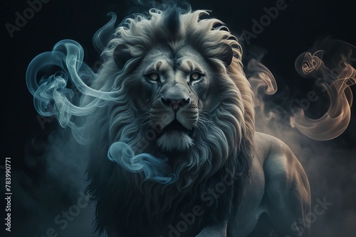 lion in the night created with generative AI software.