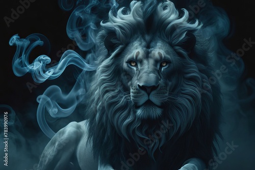 lion in the night created with generative AI software.