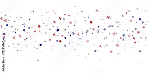 USA flag stars background  red and blue stars confetti horizontal border