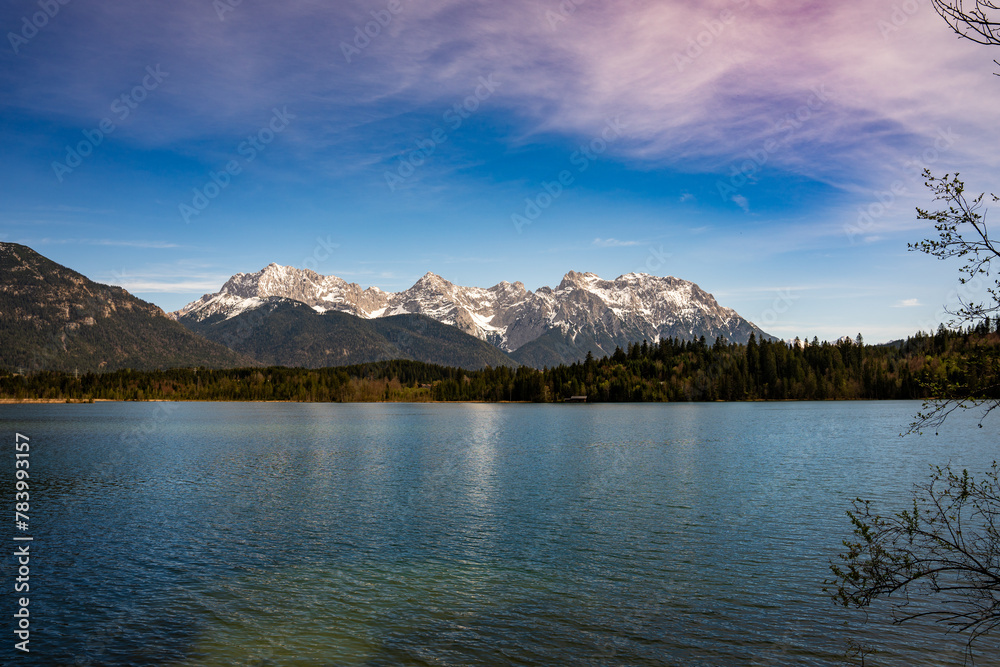 Alps, Mountain lake, Mountains, Lake, Wagenbrüchsee, Barmsee, Geroldsee, Germany, Krün, Bavaria