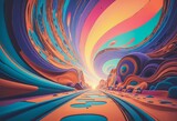 Surreal background design using acid colors, psychedelic culture in Bright Colours 