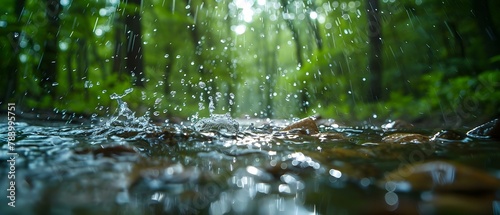 Forest Symphony: Rain's Rhythmic Dance for World Water Day. Concept Nature Photography, World Water Day, Rain Dance, Environmental Awareness, Forest Conservation