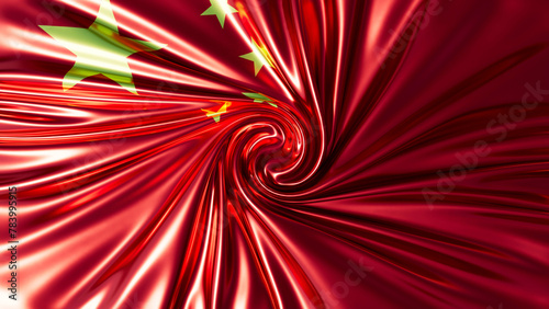 Radiant Swirling Energy of the Chinese Flag with Stars Aligning in Motion