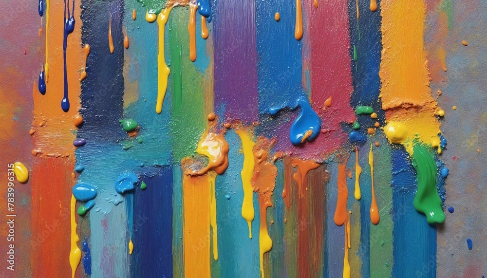 Closeup of abstract rough colorful bold rainbow colors painting texture, with oil brushstroke in Bright Colours 