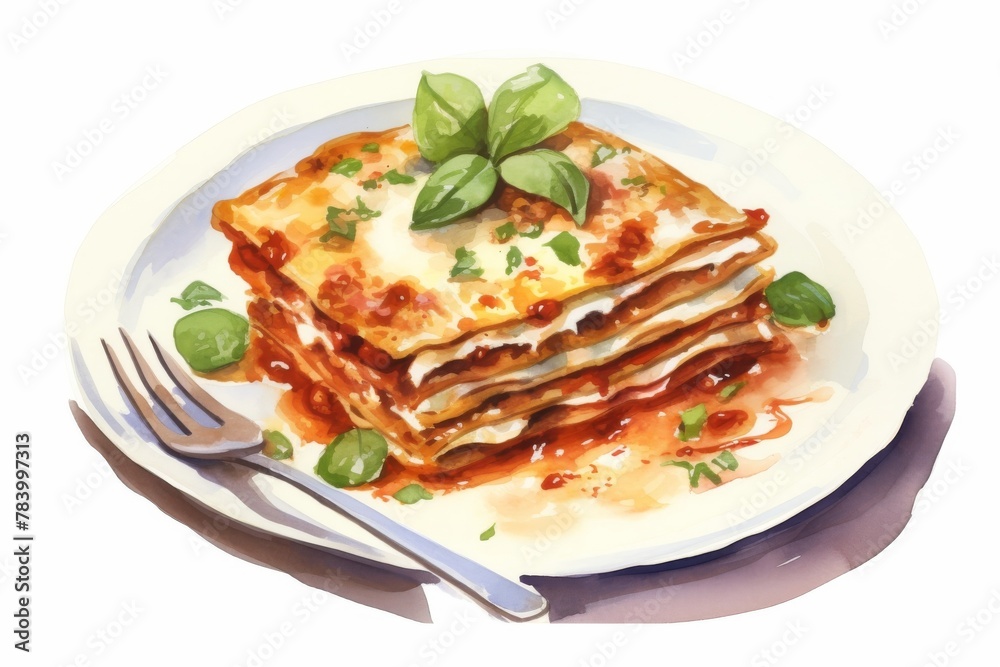 Lasagna, Basil, Plate, Cheese, Tomato, Sauce, Fork, Gourmet, Meal, Delicious