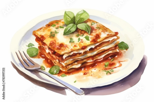 Lasagna, Basil, Plate, Cheese, Tomato, Sauce, Fork, Gourmet, Meal, Delicious