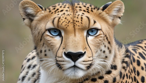 The blue eyes of th wild animal cheetah in bright colours 