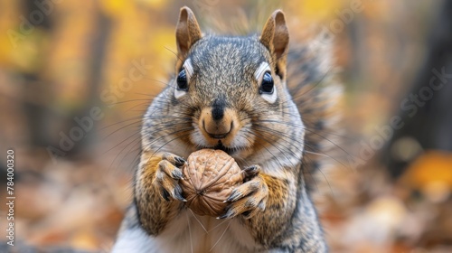 Squirrel Eating Nut in Woods © yganko