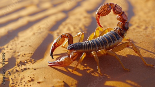 Scorpion Observing Surroundings on Sandy Terrain © yganko