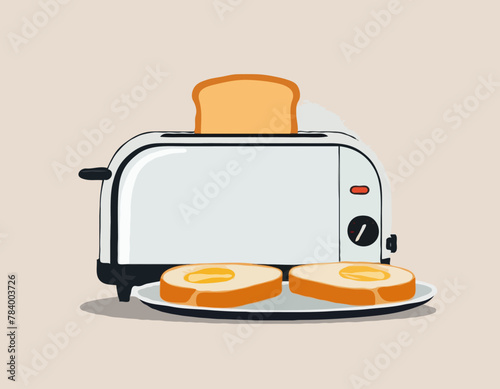 Automatic toaster cook bread for breakfast. Breakfast preparation concept