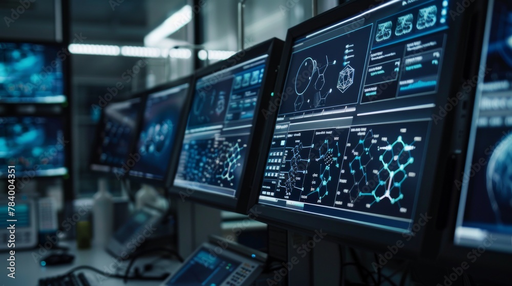 Sophisticated AI Control Panel in Pharmaceutical Lab: Orchestrating Drug Discovery