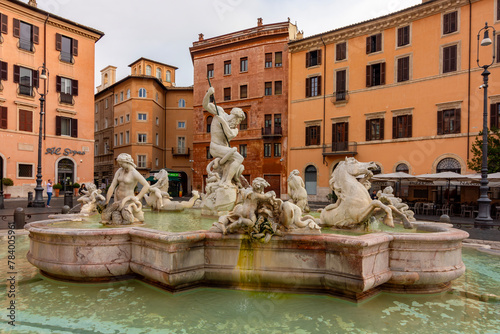 Neptune fountain on Navona square in Rome, Italy
