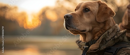 Veteran and Service Dog: Companions in Healing. Concept Military, Service Dog, Veterans, Healing, Companionship photo