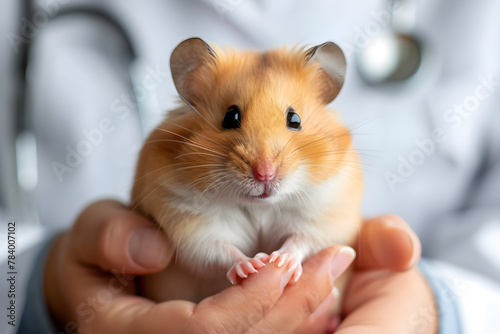 Adorable Hamster Checkup: Veterinary Love and Care. Generative AI © masanyanka