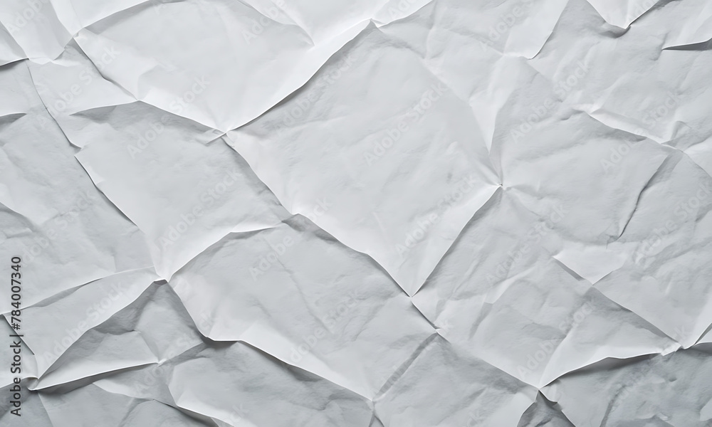 Obraz premium Crumpled white paper texture surface, clean blank paper with wrinkle, white background