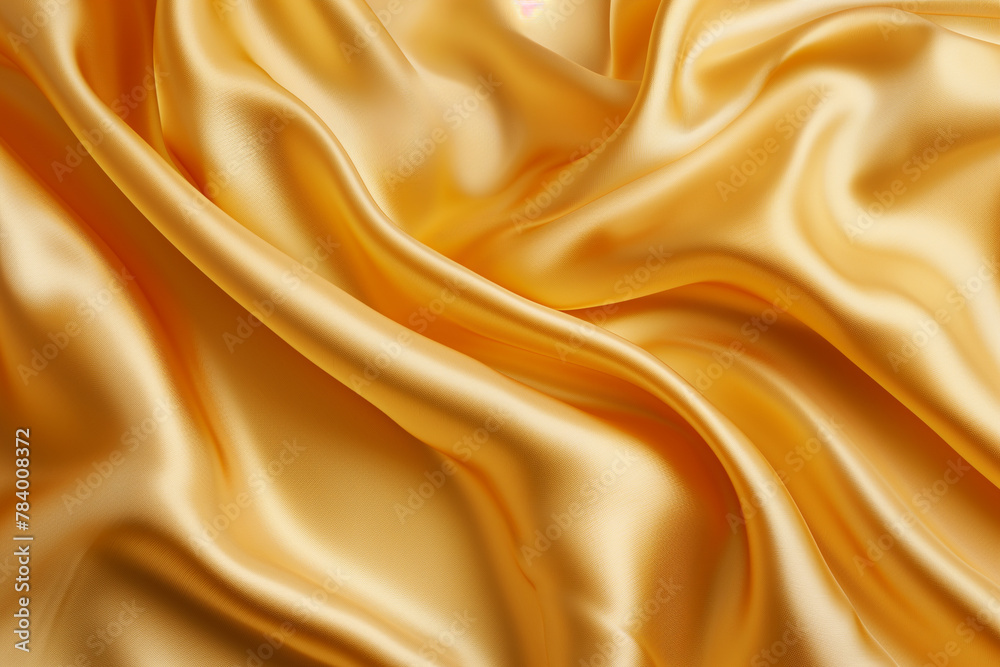 silk satin gold shiny color, creases in fabric, elegant background with copy space, top view silk satin gold shiny color, creases in fabric, elegant background with copy space, top view