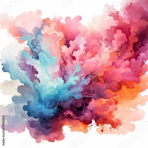 Watercolor colorful Cloud Illustration, Generative Ai