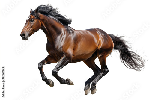 horse breed Arab purebred galloping fast, isolated on white background
