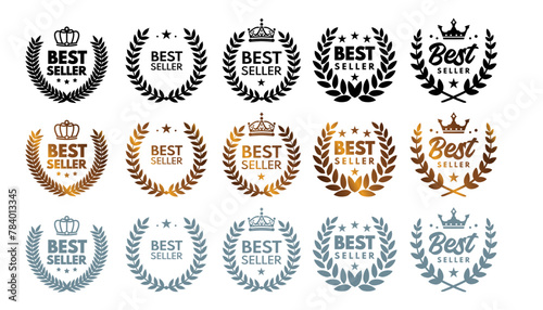 Set of best seller vector badge, label, button - vector illustration