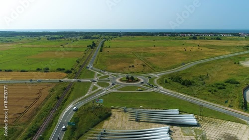 Landscape Rondo Darlowo Lotnikow Morskich Aerial View Poland photo