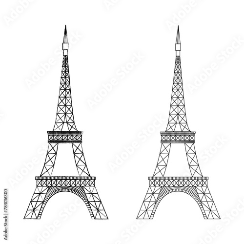 Fototapeta Naklejka Na Ścianę i Meble -  Eiffel Tower in Paris France. Hand drawn vector illustration