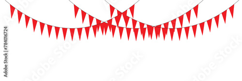 Carnival garland, Bunting flags banner, birthday party decoration isolated on transparent background. Vector illustration.