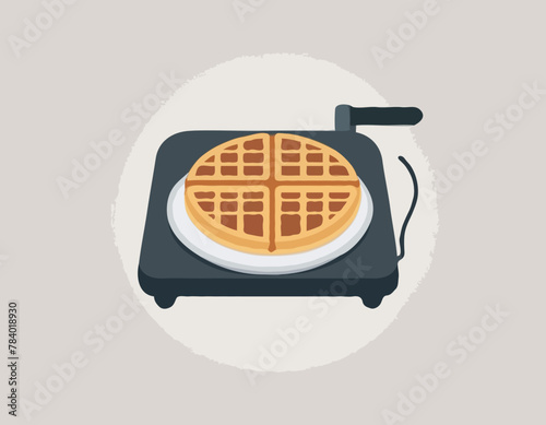 Waffle iron isolated icon in cartoon style.