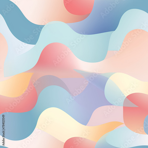 Abstract Pastel Waves, Smooth Color Blends, Modern Background with Copy Space