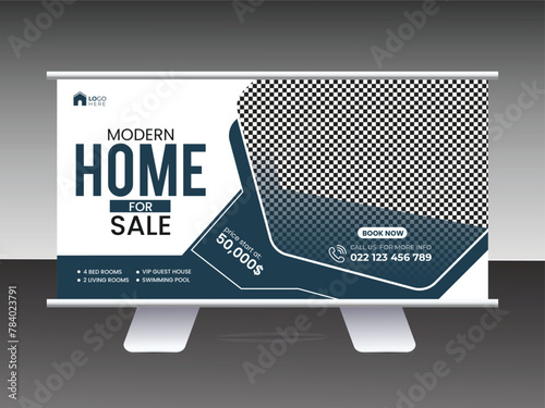 Billboard banner design template for modern Home sale