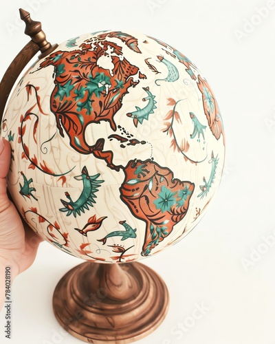 The globe, dwarfed by the hand holding it, underscores the human role in environmental stewardship, closeup photo