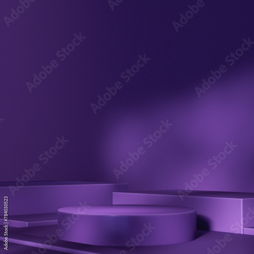 Light Purple minimal scene for product display presentation. Realistic 3d violet product podium. Abstract scene for product mockup display, featuring a  purple geometric shapes