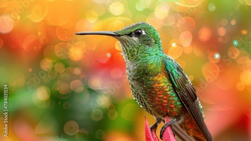 green crowned fronted brilliant hummingbird Heliodoxa jacula Costa Rica photo